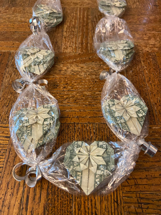 Money Leis (origami hearts)